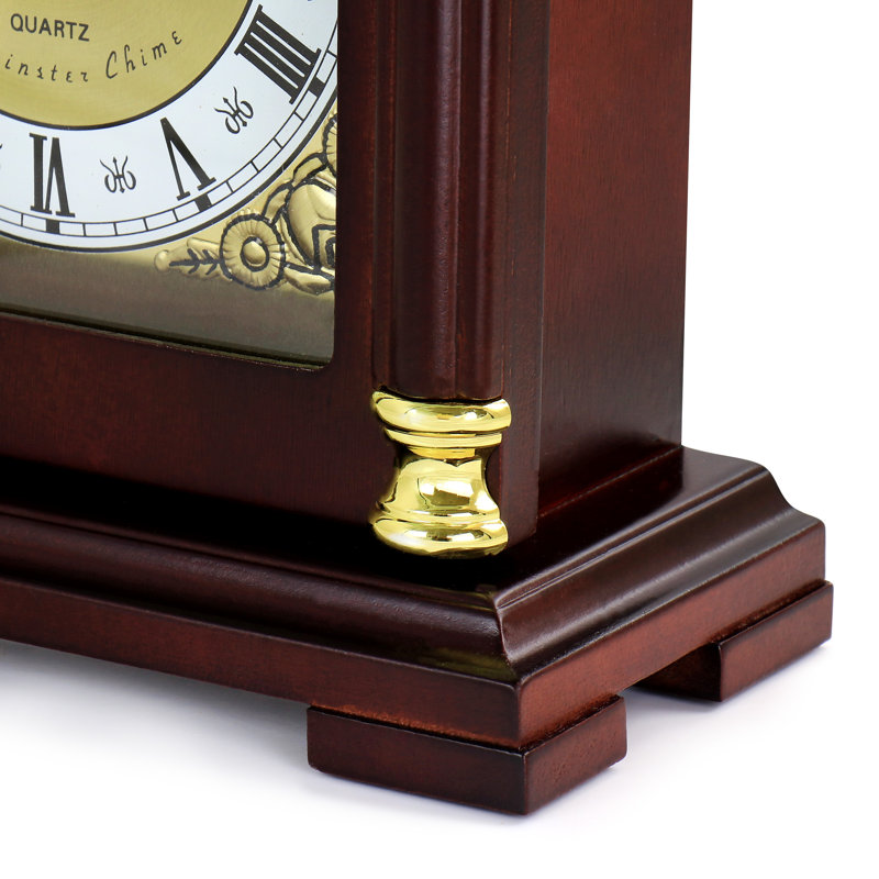 Bedford Clock Analog Mahogany Wood Quartz Tabletop Clock in Red Wayfair